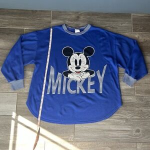 Vintage Blue Mickey‎ Mouse Sweatshirt Disney Crewneck Pullover Top